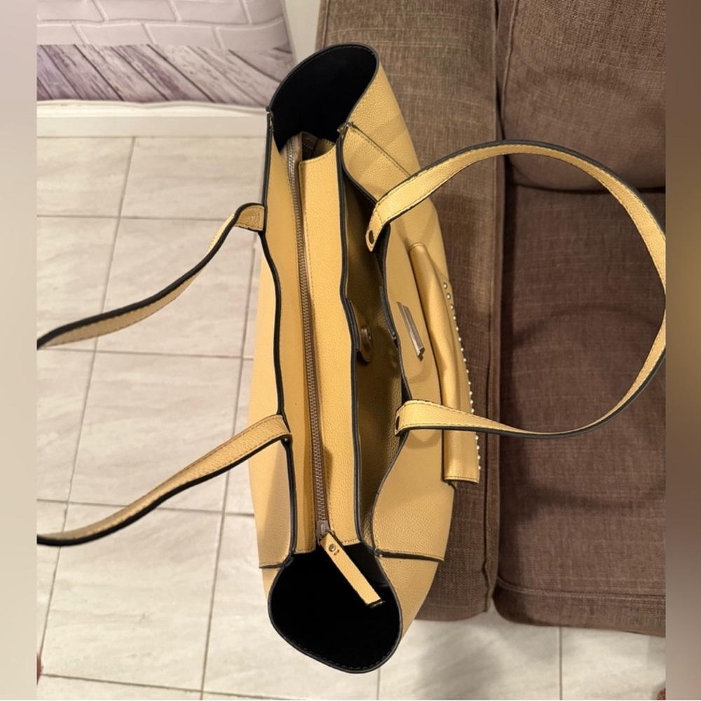Tahari Yellow Tote with Chain Detail and Structured Design - Picture 11 of 11
